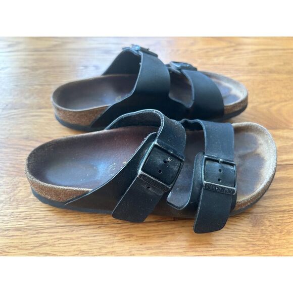 Birkenstock Arizona Black Leather Double Strap Sandals women size 36 US 6 - Picture 8 of 9